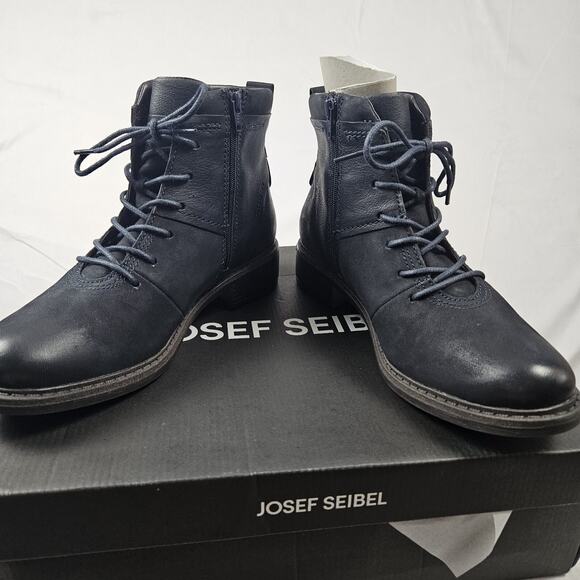 Josef Seibel Selena 06 Lace-Up Black Leather Women’s Combat Boots Size:US 9/EU40 - Picture 5 of 9